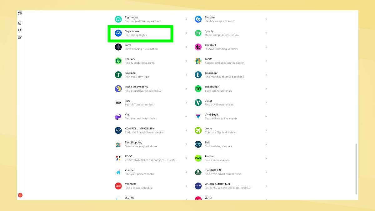 Phần Apps trong ChatGPT